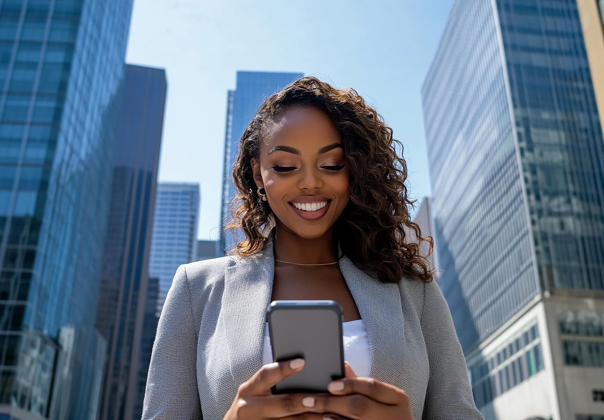 A professional checking their finances on the ChequeIn app